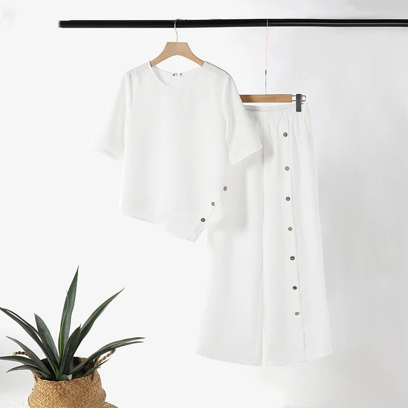 ✨Women's Irregular Hem Top & Wide Leg Pants Two - Piece Set